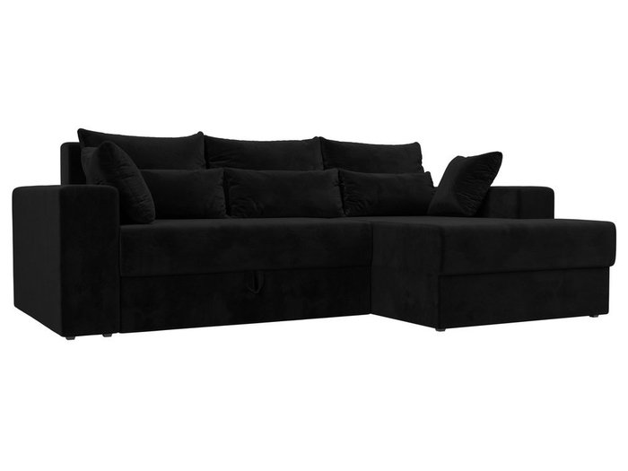 Угловой диван-кровать Мэдисон черного цвета правый угол