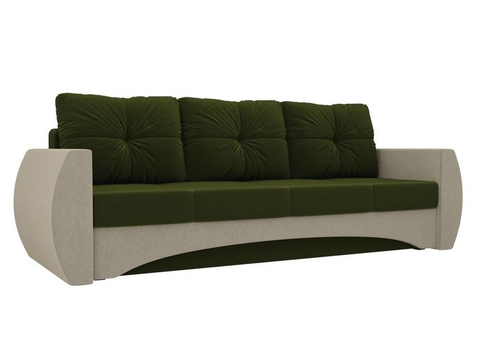 Прямой диван-кровать Сатурн зелено-бежевого цвета
