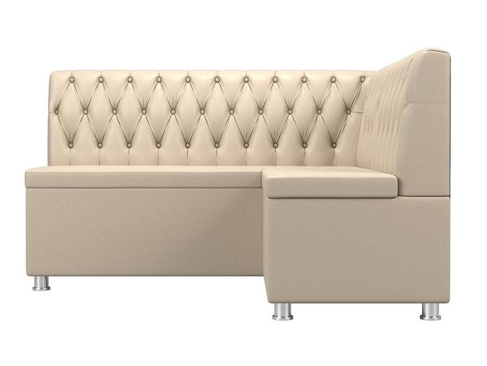 Кухонный угловой диван Мирта бежевого цвета (экокожа) правый угол - купить Угловые диваны по цене 36999.0