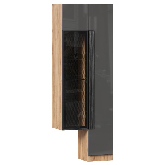Шкаф с витриной Кёльн с фасадом серого цвета