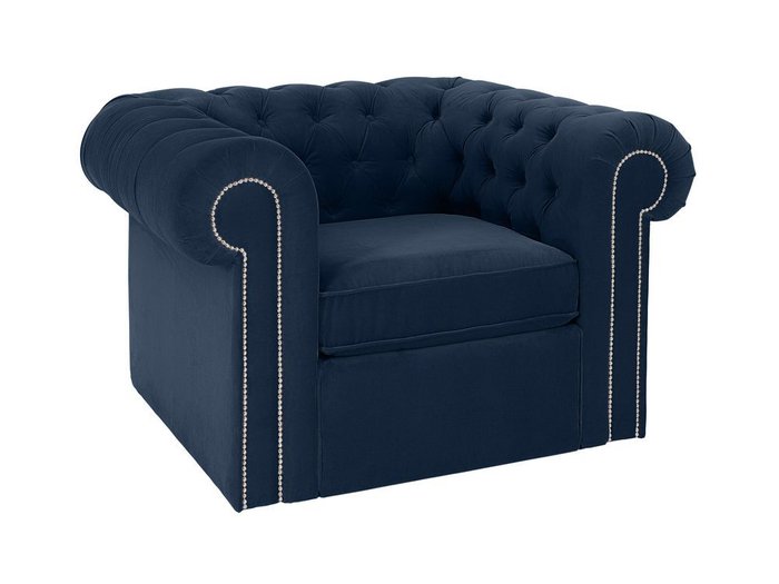 Кресло Chesterfield темно-синего цвета - купить Интерьерные кресла по цене 31190.0