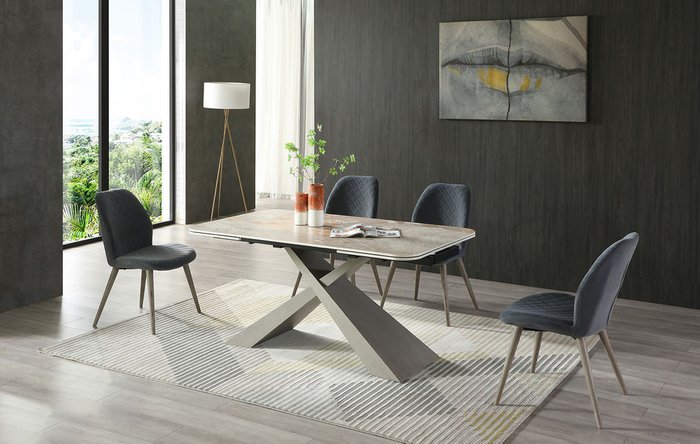 Обеденный стол раскладной Torino серо-бежевого цвета - лучшие Обеденные столы в INMYROOM
