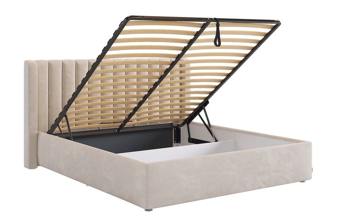 Кровать с подъемным механизмом Ева 160х200 бежевого цвета - лучшие Кровати для спальни в INMYROOM