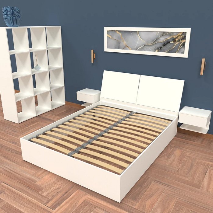 Кровать Рассвет 160х200 белого цвета без подъемного механизма - лучшие Кровати для спальни в INMYROOM Кровать Рассвет 160х200 белого цвета без подъемного механизма - лучшие Кровати для спальни в INMYROOM