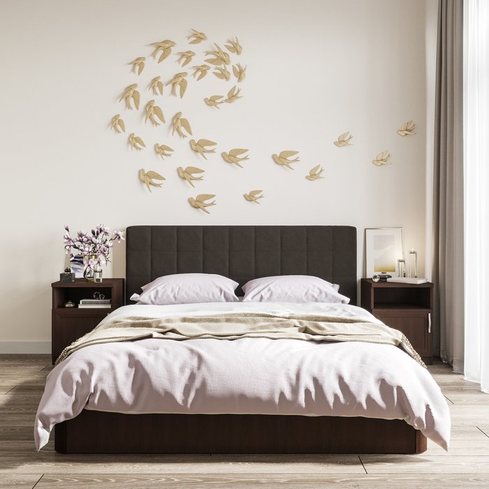 Кровать Магна 140х200 с темно-коричневым изголовьем и подъемным механизмом  - купить Кровати для спальни по цене 42260.0