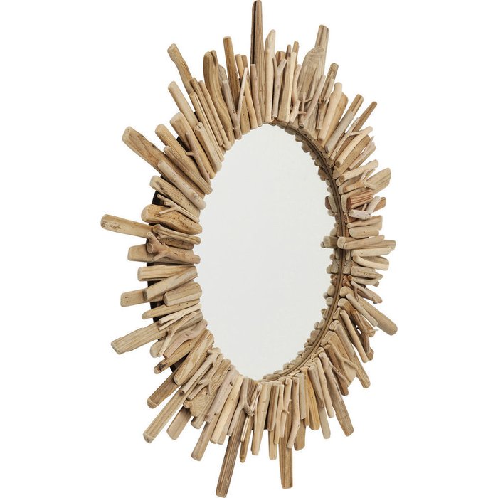 Настенное зеркало Legno диаметр 82 бежевого цвета - купить Настенные зеркала по цене 21390.0