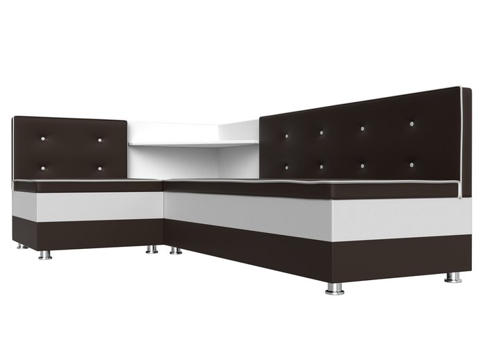 Угловой диван Милан бело-коричневого цвета (экокожа) левый угол - лучшие Угловые диваны в INMYROOM