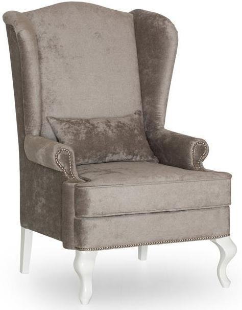 Кресло английское Биг Бен с ушками дизайн 28 серо-коричневого цвета