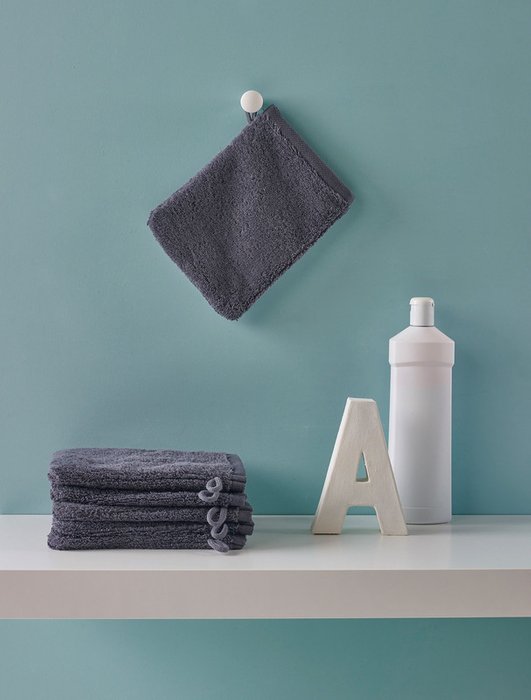 Набор из шести полотенец-рукавиц London 16x22 серого цвета - лучшие Банные полотенца в INMYROOM