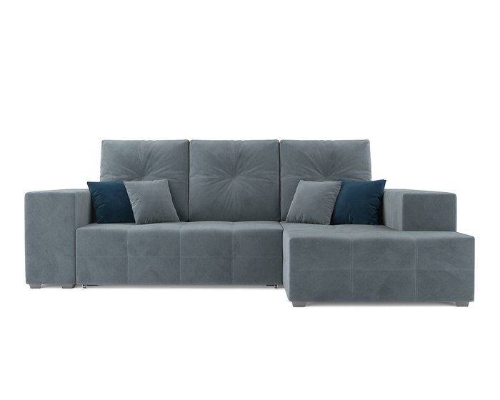 Угловой диван-кровать Монреаль серо-синего цвета правый угол - купить Угловые диваны по цене 39990.0