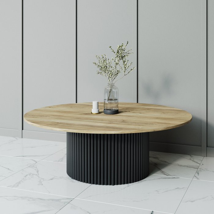 Журнальный стол Trubis Wood M 120 с металлическим черным подстольем и столешницей орех - купить Журнальные столики по цене 34900.0 Журнальный стол Trubis Wood M 120 с металлическим черным подстольем и столешницей орех - купить Журнальные столики по цене 34900.0