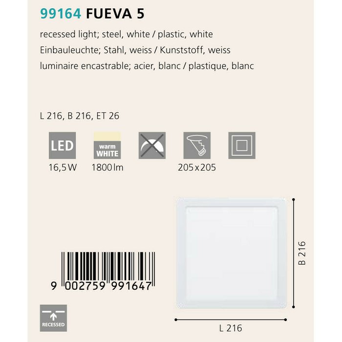 Светильник точечный Eglo Fueva 5 99164 - купить Накладные споты по цене 2690.0