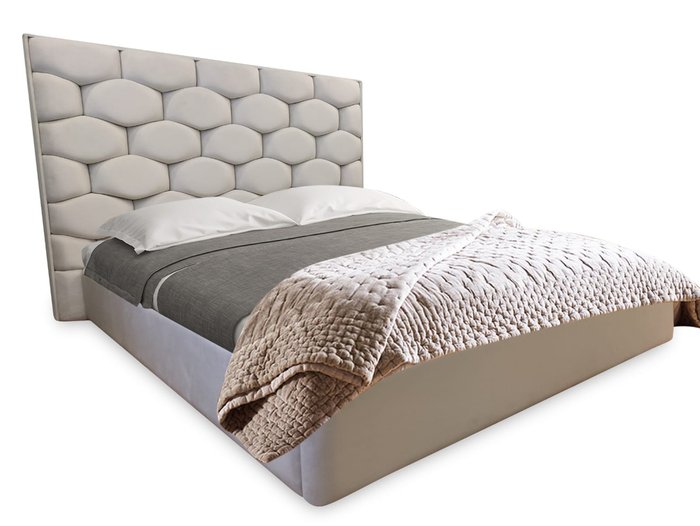 Кровать Милан 160х200 с подъемным механизмом бежевого цвета