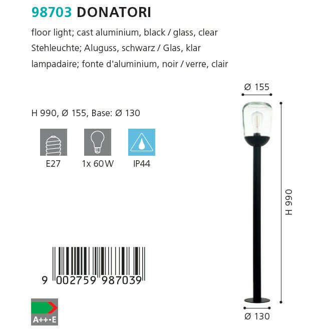 Уличный столб Donatori черного цвета - купить Наземные светильники по цене 5550.0
