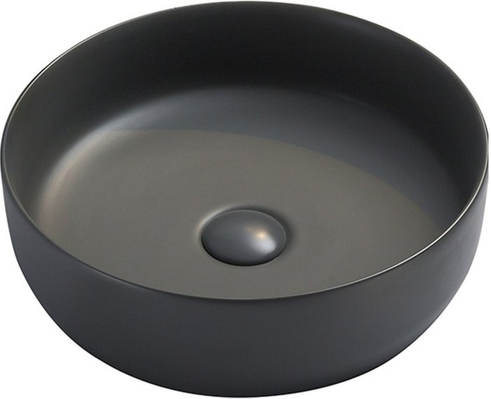 Раковина накладная Ceramica Nova Element темно-серого цвета круглая 39 см