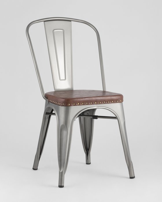 Обеденный стул Tolix Soft серебристого цвета
