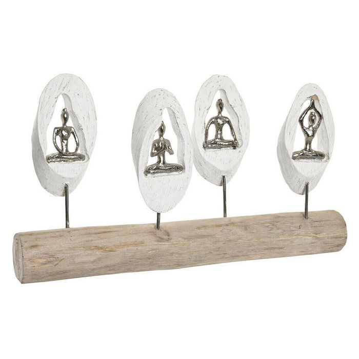 Декоративная фигура 56 x 8 x 31 cm Коричневый Алюминий Белый Древесина манго Yoga