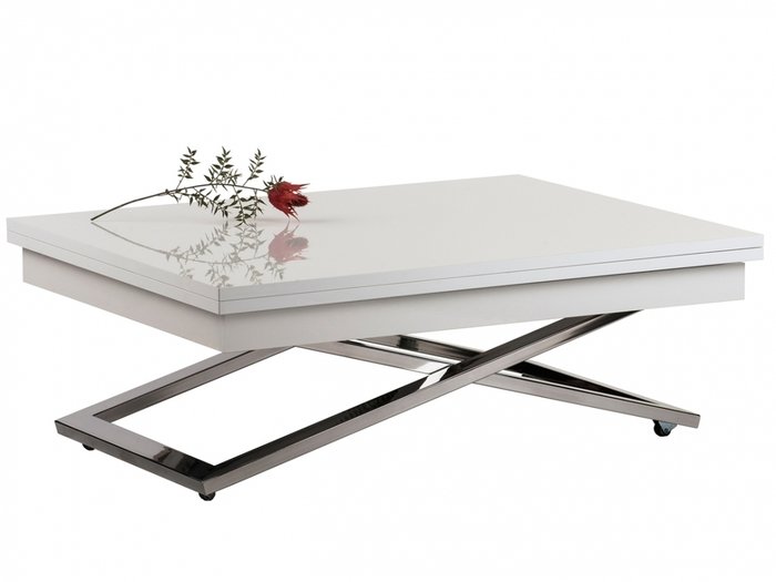 Стол-трансформер Cross GL цвета белый глянец  - купить Обеденные столы по цене 42590.0