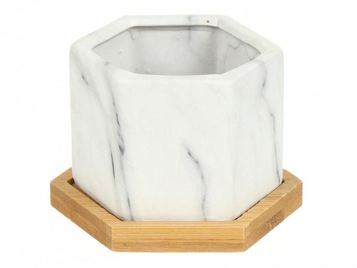 Керамическое кашпо Marble белого цвета
