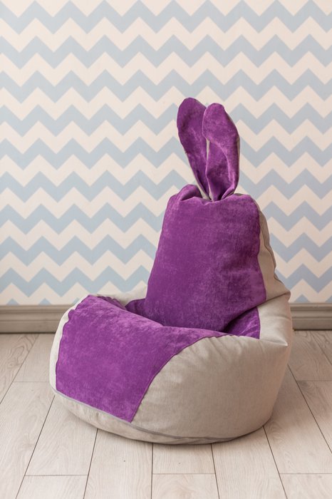 Кресло-мешок Зайчик фиолетово-серого цвета - лучшие Бескаркасная мебель в INMYROOM