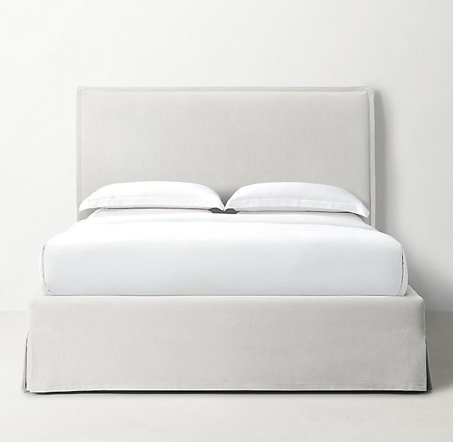 Кровать Kenlie Velvet Slipcovered 200х200 белого цвета - купить Кровати для спальни по цене 105900.0