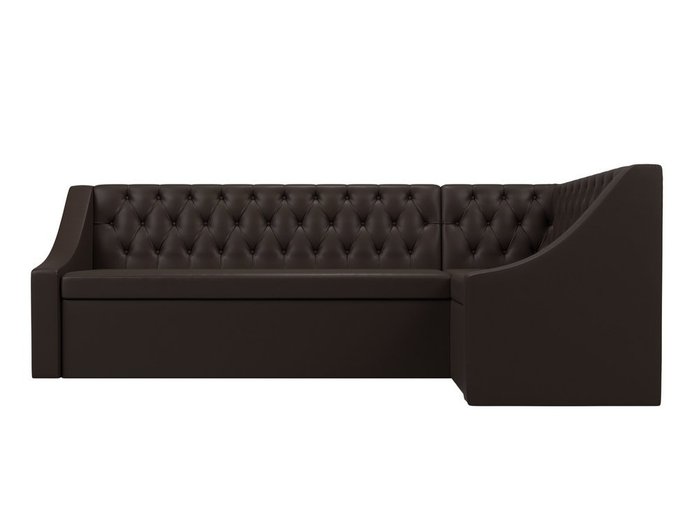 Кухонный угловой диван-кровать Мерлин коричневого цвета (экокожа) правый угол - купить Угловые диваны по цене 48999.0