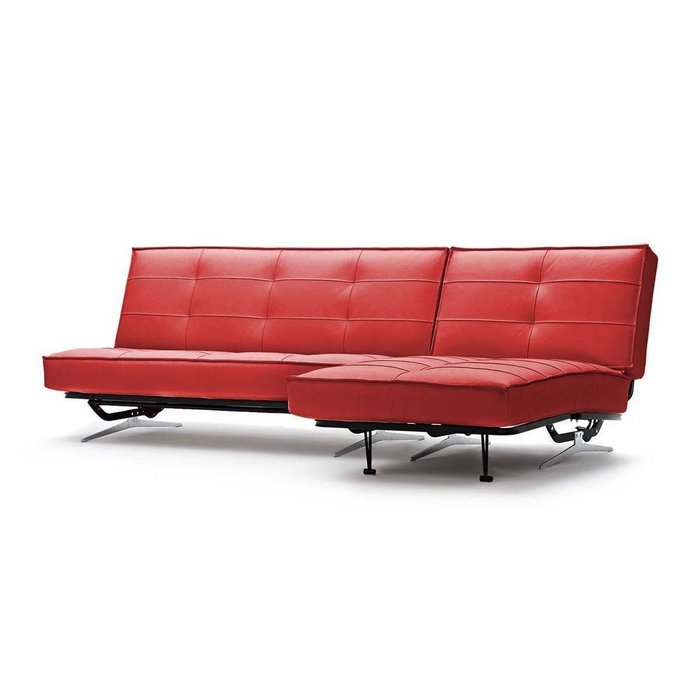 Угловой диван-кровать Арни из натуральной кожи красного цвета - купить Угловые диваны по цене 85990.0