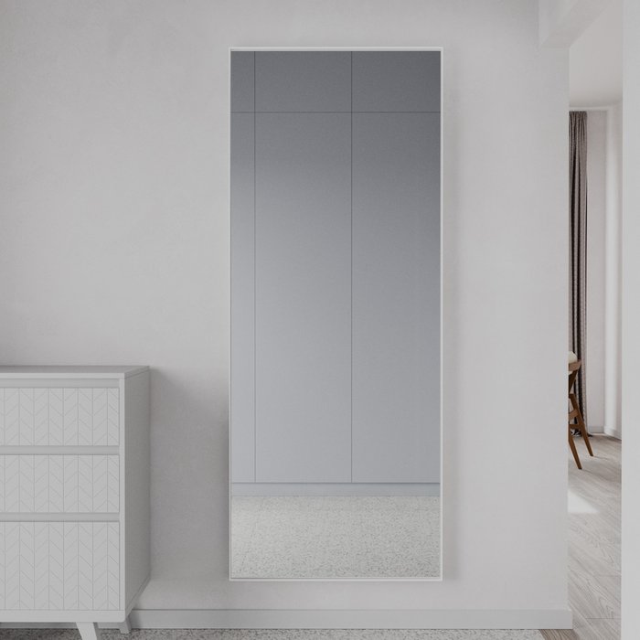Дизайнерское настенное зеркало Halfeo Slim XL в тонкой раме белого цвета - купить Настенные зеркала по цене 26900.0