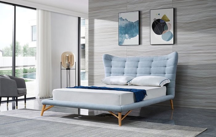 Кровать Venezia 160х200 голубого цвета - купить Кровати для спальни по цене 38592.0