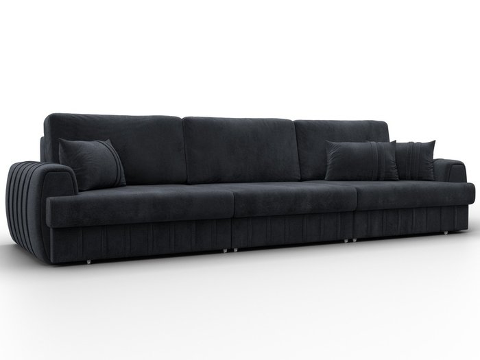 Диван-кровать Лига-057 Лонг в обивке из велюра темно-серого цвета Диван-кровать Лига-057 Лонг в обивке из велюра темно-серого цвета