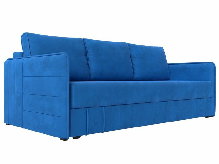 Прямой диван-кровать Слим голубого цвета с пружинным блоком