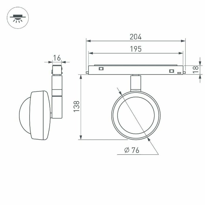 Трековый магнитный светильник Arlight MAG-ORIENT-SUNSET-R76-6W Day4000-MIX (BK, 70 deg, 48V, TUYA) 048331 - купить Трековые светильники по цене 9044.0 Трековый магнитный светильник Arlight MAG-ORIENT-SUNSET-R76-6W Day4000-MIX (BK, 70 deg, 48V, TUYA) 048331 - купить Трековые светильники по цене 9044.0