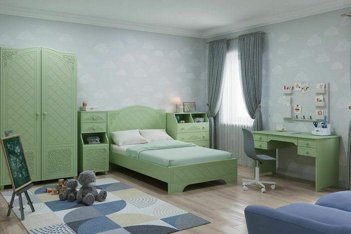 Гарнитур мебели для спальни Соня зеленого цвета