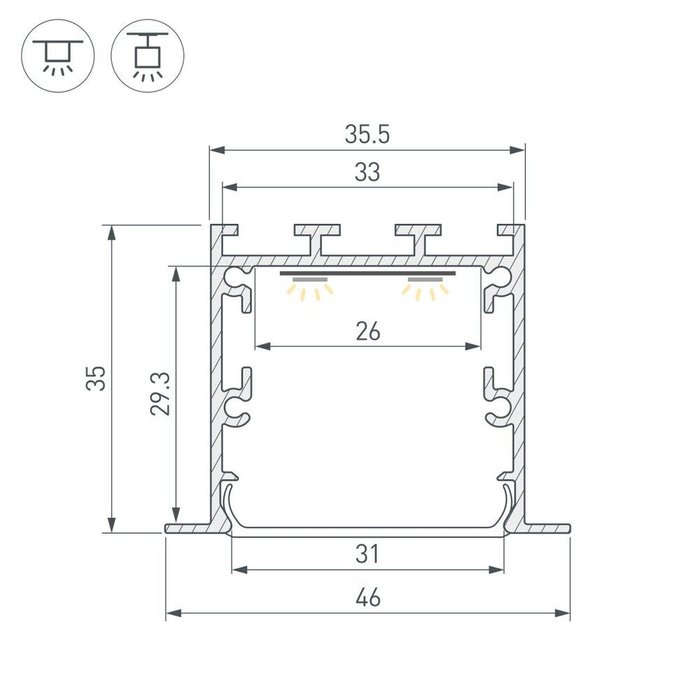 Профиль для ленты Linia-S 059365 (алюминий, цвет белый) - лучшие Профили для светодиодных лент в INMYROOM Профиль для ленты Linia-S 059365 (алюминий, цвет белый) - лучшие Профили для светодиодных лент в INMYROOM