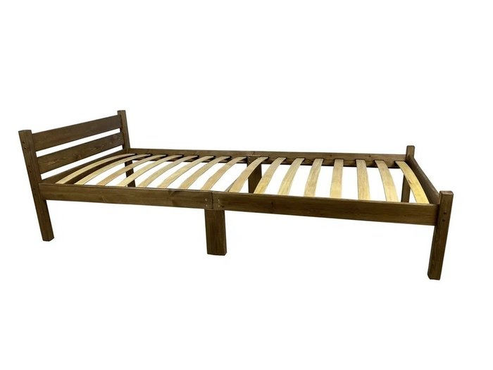 Кровать Компакт сосновая с ортопедическим основанием 70х190 цвета темный дуб - купить Одноярусные кроватки по цене 10425.0