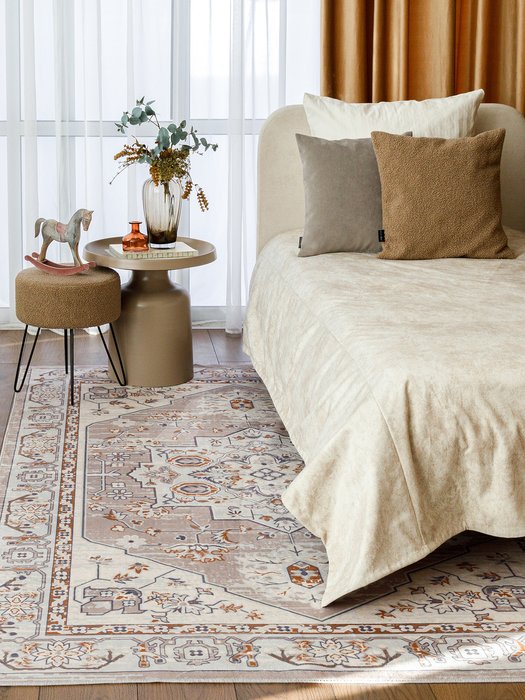Ковер Silk myral 160x230 бежево-серого цвета - лучшие Ковры в INMYROOM
