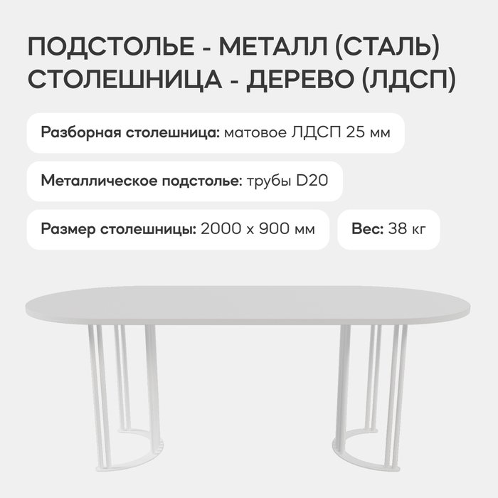 Обеденный стол Violur 200 с металлическим белым подстольем и белой столешницей - лучшие Обеденные столы в INMYROOM