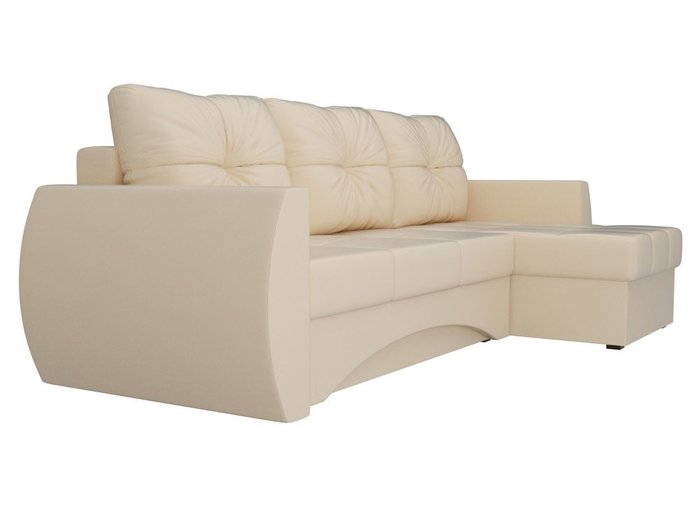 Угловой диван-кровать Сатурн  бежевого цвета (экокожа) правый угол - лучшие Угловые диваны в INMYROOM