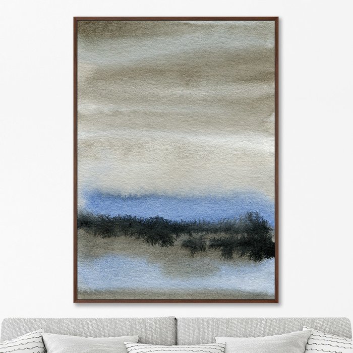 Репродукция картины на холсте Autumn sky, forest and river