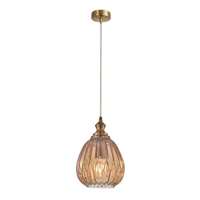 Подвесной светильник Corruga с плафоном из стекла коричневого цвета