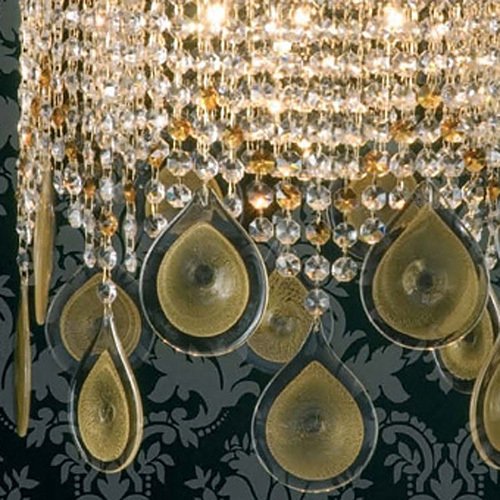 Подвесной светильник Jago с цепочками из прозрачного и янтарного хрусталя - лучшие Подвесные люстры в INMYROOM