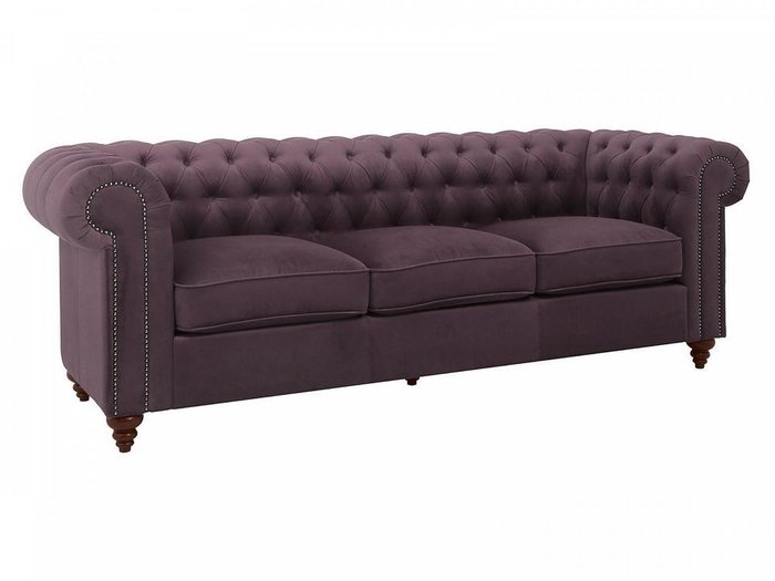 Диван Chester Classic фиолетового цвета с коричневыми ножками - купить Прямые диваны по цене 106830.0