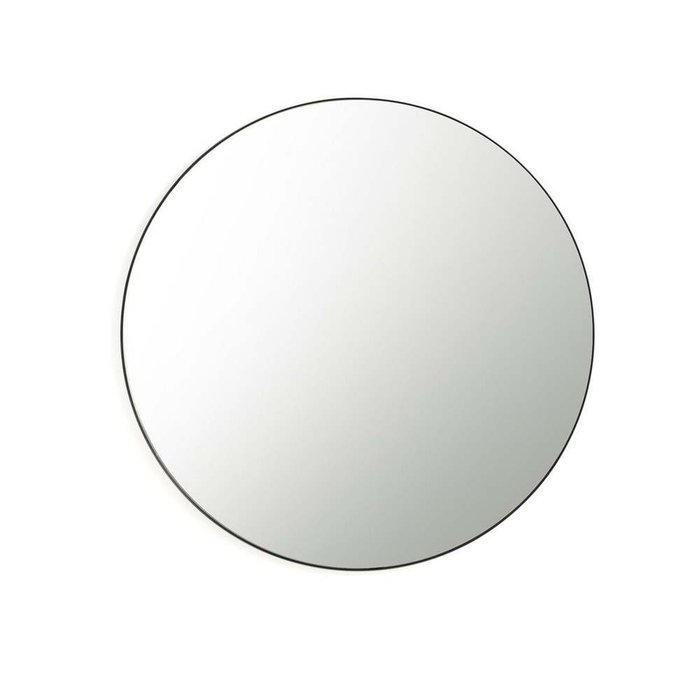 Зеркало настенное круглое с отделкой металлом Iodus черного цвета