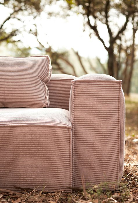 Двухместный диван Blok Pink с вельветовой обивкой - лучшие Прямые диваны в INMYROOM