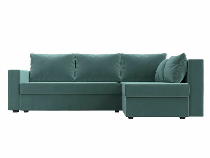 Угловой диван-кровать Мансберг бирюзового цвета правый угол - купить Угловые диваны по цене 42999.0