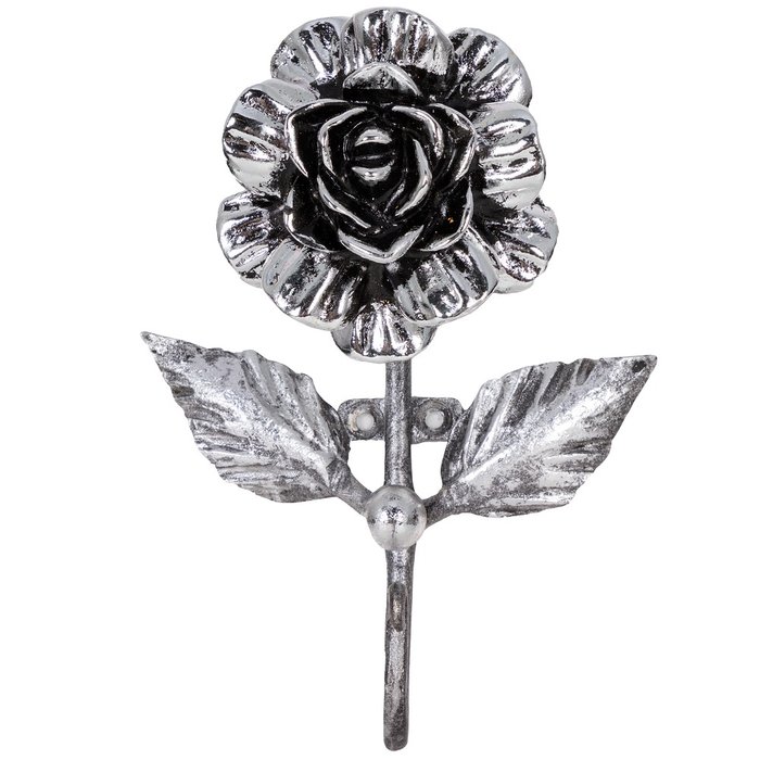 Настенный крючок Роза прованса серебряного цвета