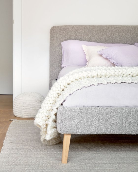 LYDIA Bed, mattress 160x200 toffee fleece fabric - лучшие Кровати для спальни в INMYROOM