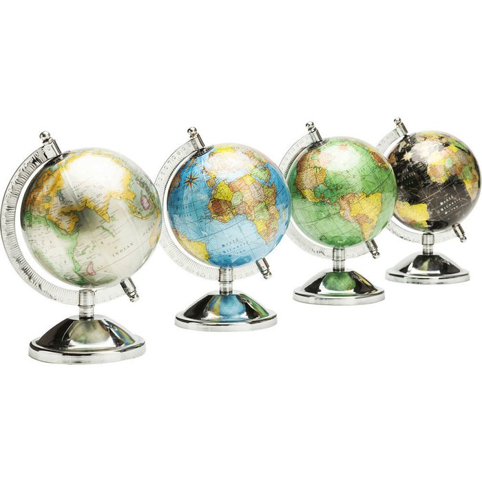 Глобус Globe серебристо-голубого цвета  - купить Фигуры и статуэтки по цене 3910.0