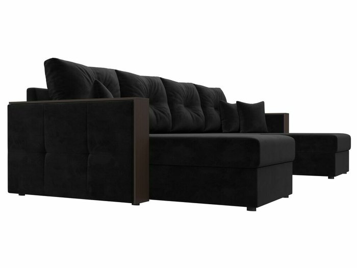 Угловой диван-кровать Валенсия П-образный черного цвета - лучшие Угловые диваны в INMYROOM