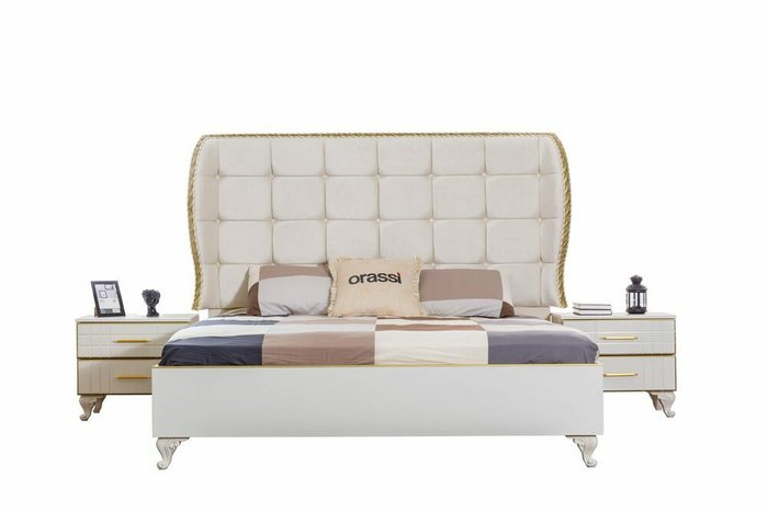 Кровать Нехир 180х200 белого цвета без подъемного механизма - купить Кровати для спальни по цене 108500.0